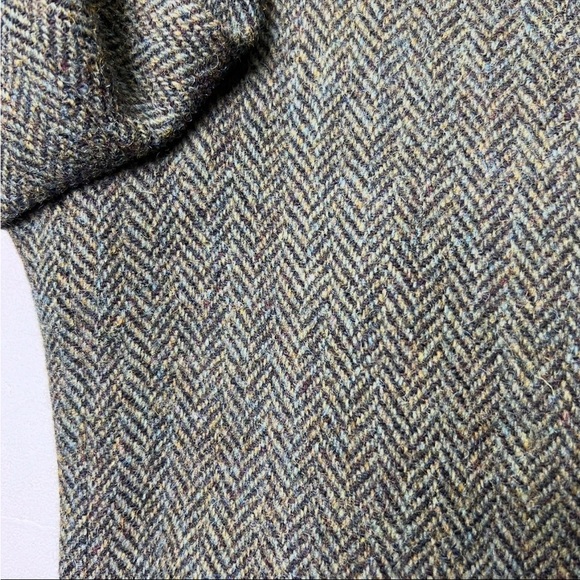 Vintage Harris Tweed Olive/Navy Herringbone 100% Scottish Virgin Wool Sport Coat - Picture 10 of 12